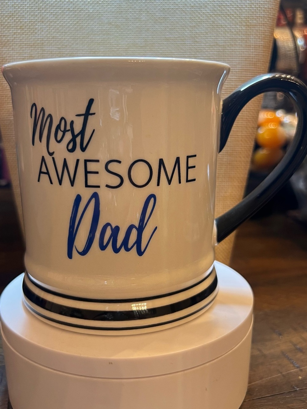 Most Awesome Dad Ceramic Coffee Mug - White and Blue